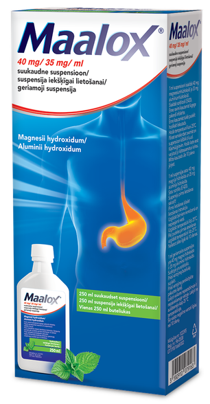 MAALOX 40 mg/35 mg/ml suspension, 250 ml