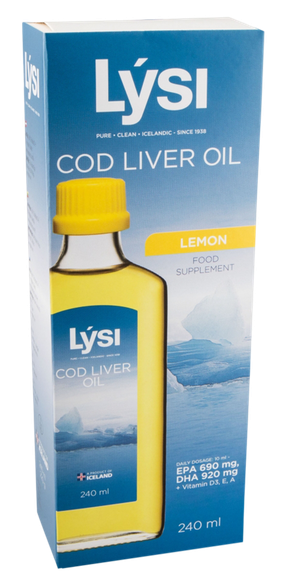 LYSI Cod Liver Oil Lemon šķidrums, 240 ml