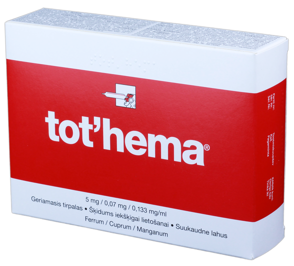 TOTHEMA  5 mg/0,133 mg/0,07 mg/ml šķīdums iekšķīgai lietošanai ampulas, 20 gab.