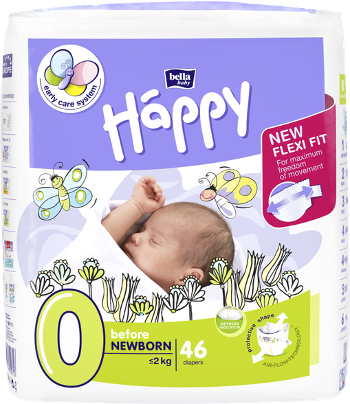 HAPPY   Before Newborn size 0 diapers, 46 pcs.