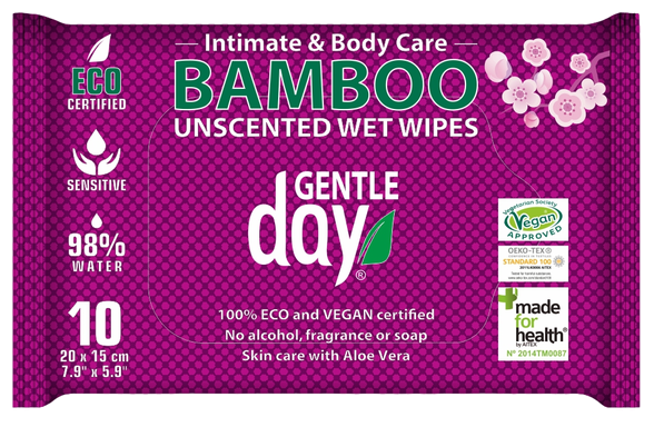 GENTLE DAY Bamboo wet wipes, 10 pcs.