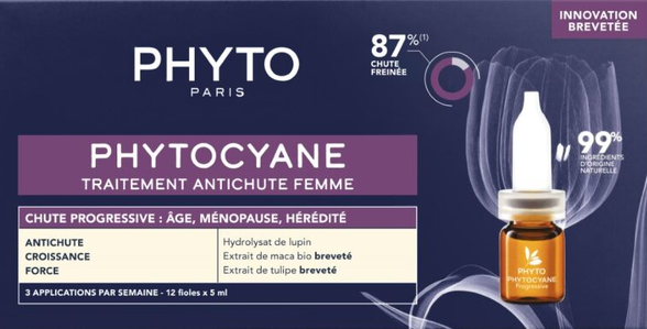 PHYTO Phytocyane Progressive Anti-Hair Loss Treatment For Women 5 ml ampoules, 12 pcs.