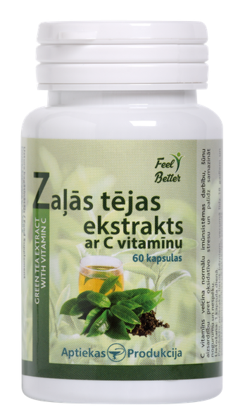 APTIEKAS PRODUKCIJA Green Tea Extract With Vitamin C 250 mg capsules, 60 pcs.