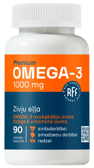 RFF Premium Omega-3 1000 mg mīkstās kapsulas, 90 gab.