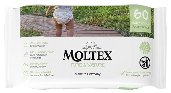 MOLTEX Eco Pure & Nature mitrās salvetes, 60 gab.