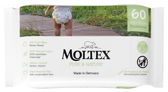 MOLTEX Eco Pure & Nature влажные салфетки, 60 шт.