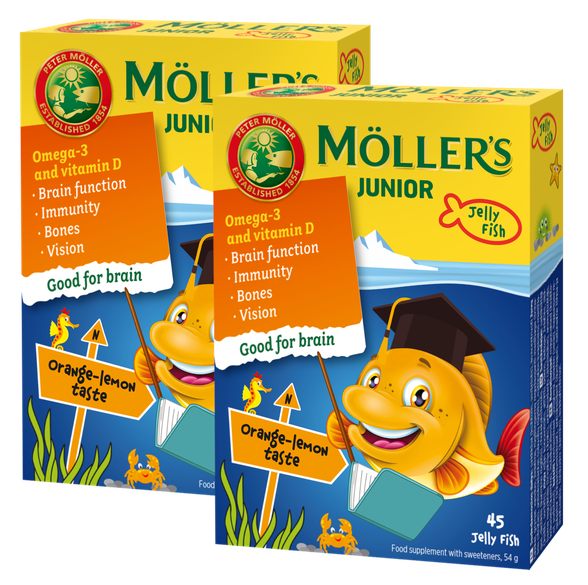 MOLLERS JUNIOR (orange-lemon flavor) (1+1) jelly fishes, 45 pcs.