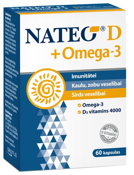 NATEO D3 Plus Omega-3 SV4000 kapsulas, 60 gab.