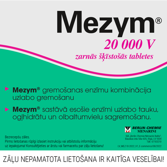 MEZYM 20000 V tabletes, 20 gab.