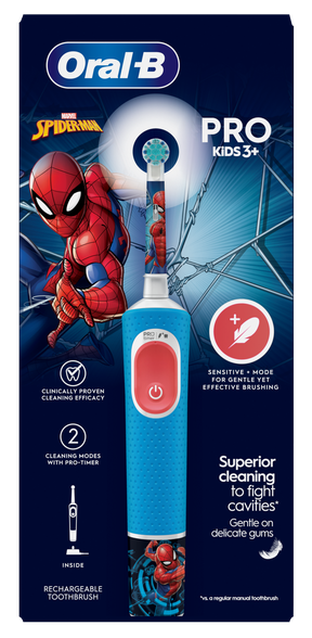 ORAL-B Vitality PRO Kids 3+ Spiderman elektriskā zobu birste, 1 gab.