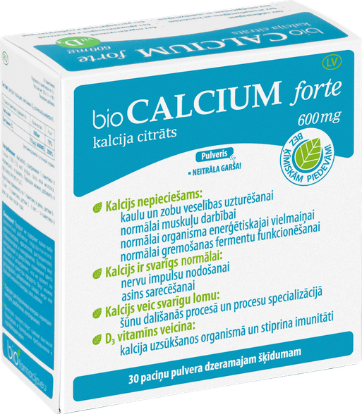 Biocalcium forte 600 mg pulveris, 30 gab.