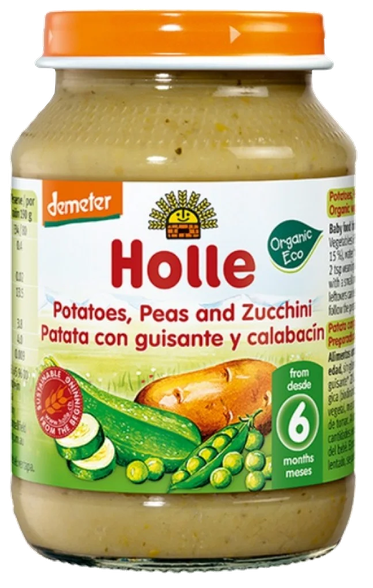 HOLLE from 6 months Potatoes Peas and Zucchini puree, 190 g
