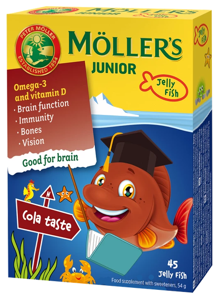 MOLLERS Moller Junior (вкус колы) желейные рыбки, 45 шт.