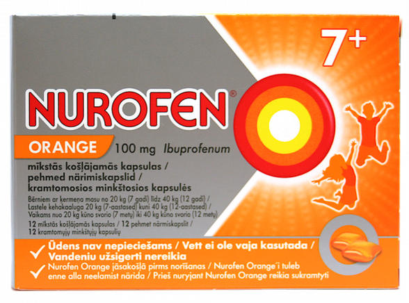 NUROFEN  ORANGE 100 mg košļājamās kapsulas, 12 gab.