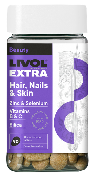 LIVOL  Extra Hair, Nails & Skin tabletes, 90 gab.