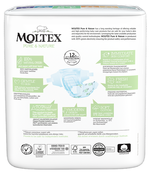MOLTEX Eco Pure & Nature 4 Maxi (7-18 кг) подгузники, 29 шт.