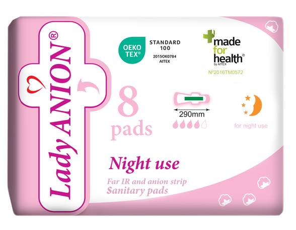 LADY ANION Night Use прокладки, 8 шт.