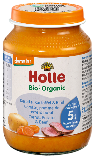 HOLLE Carrots Potatoes and Beef puree, 190 g