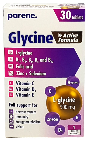 PARENE. Glycine Active Formula tabletes, 30 gab.