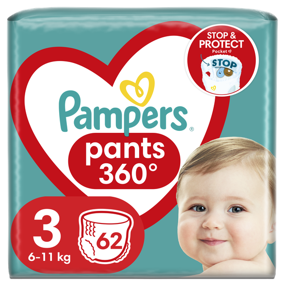 PAMPERS Pants 3, 6-11 кг подгузники, 62 шт.