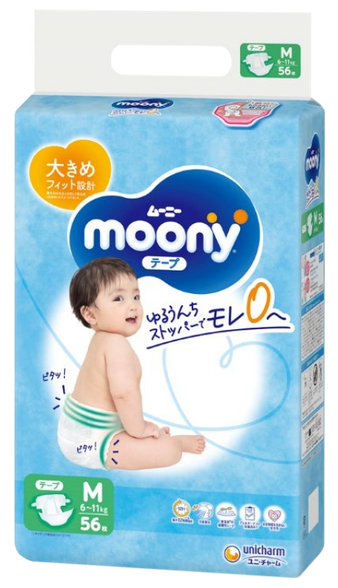 MOONY Airfit M (6-11 kg) diapers, 56 pcs.