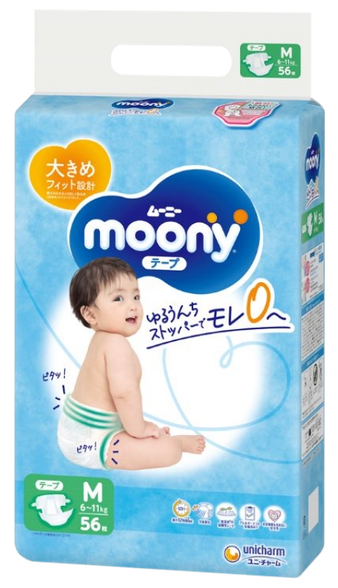 MOONY Airfit M (6-11 кг) подгузники, 56 шт.