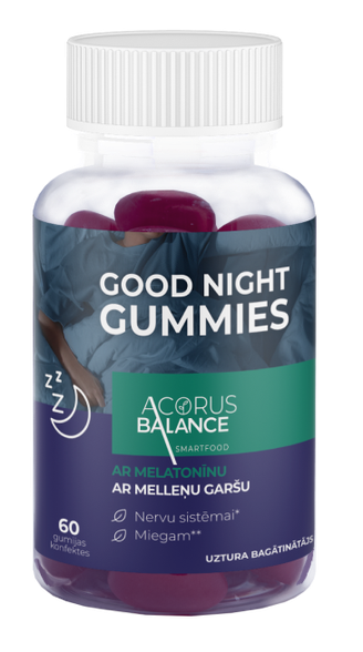 ACORUS BALANCE Good Night Gummies Ar Melatonīnu 2,5g chewable lozenges, 50 pcs.
