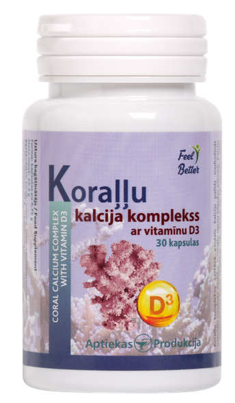 APTIEKAS PRODUKCIJA Coral Calcium With Vitamin D3 capsules, 30 pcs.
