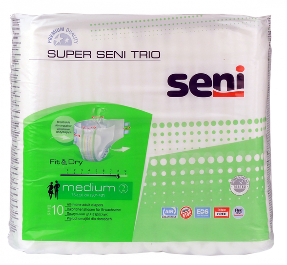 SENI Trio Super Medium 75-100 см подгузники, 10 шт.