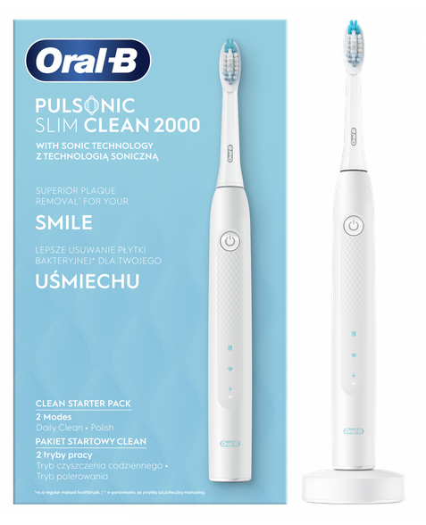 ORAL-B Pulsonic Slim Clean 2000 White elektriskā zobu birste, 1 gab.