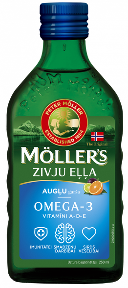 MOLLERS zivju eļļa (augļu garša), 250 ml