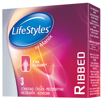 LIFESTYLES Ribbed condoms, 3 pcs.