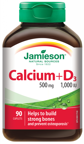 JAMIESON Calcium+D3 500 mg/1000 IU таблетки, 90 шт.