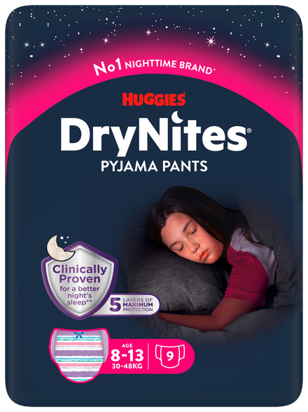 HUGGIES  DryNites Для девочек 8-13 лет подгузники, 9 шт.