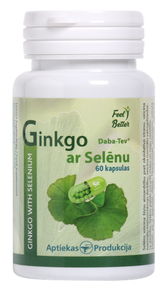 APTIEKAS PRODUKCIJA Ginkgo Biloba Ar Selēnu kapsulas, 60 gab.