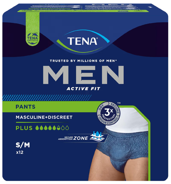 TENA Men Pants Plus S/M (синие) трусики, 12 шт. | Mēness aptieka