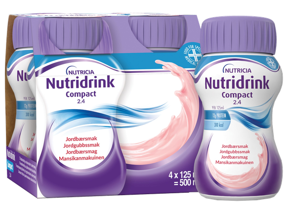 NUTRICIA Nutridrink Compact ar zemeņu garšu 125 ml, 4 gab.