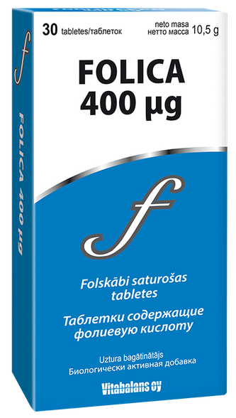 FOLICA 400 µg tabletes, 30 gab.