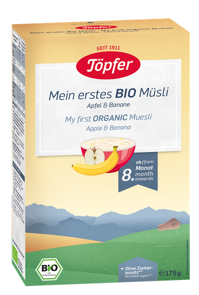 TOPFER From 8 months old with bananas and apples Bio Porridge muesli, 175 g
