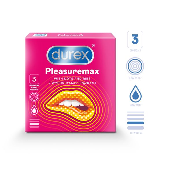 DUREX Pleasuremax prezervatīvi, 3 gab.