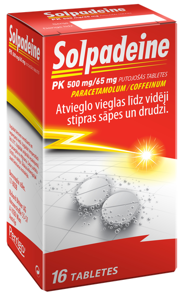 SOLPADEINE PK 500 mg/65 mg putojošās tabletes, 16 gab.