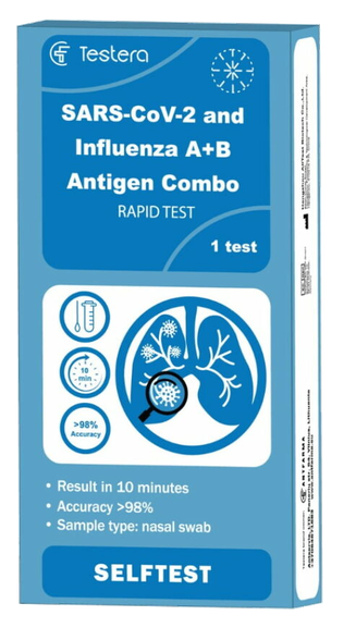 TESTERA Covid-19, A+B gripas tests, 1 gab.