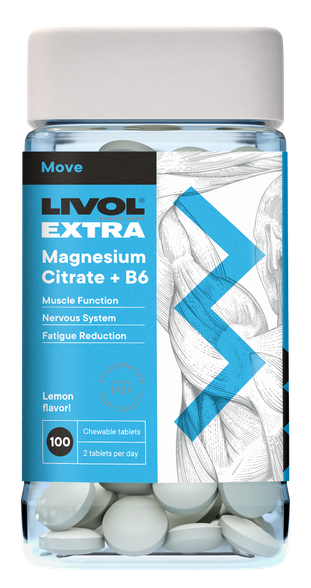 LIVOL  Extra Magnija Citrāts+B6 chewable tablets, 100 pcs.