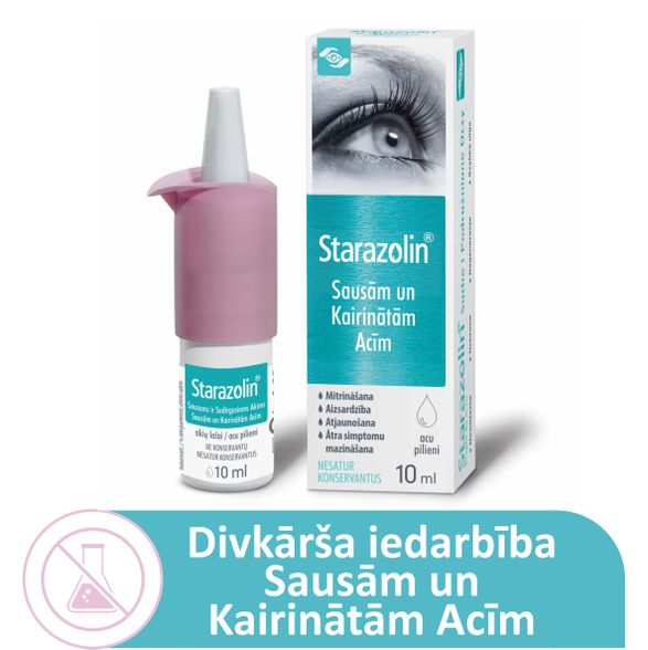 STARAZOLIN   Sausām Un Kairinātām Acīm pilieni, 10 ml