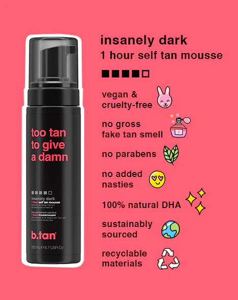 B.TAN Too Tan To Give A Damn self tanning mousse, 200 ml