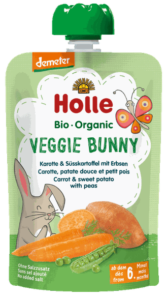 HOLLE Carrots, sweet potatoes and peas puree, 100 g