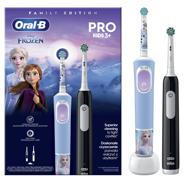 ORAL-B Vitality PRO + Frozen Pro Kids 3+ elektriskā zobu birste, 2 gab.