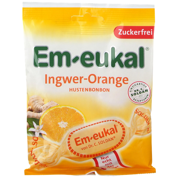 EM-EUKAL Ingwer-Orange karameles bez cukura, 75 g
