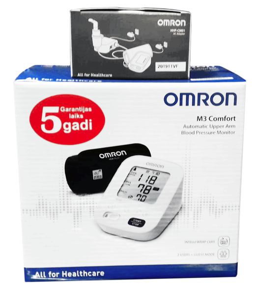 OMRON M3 Comfort + adapter upper arm blood pressure monitor, 1 pcs.