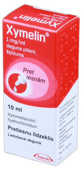 XYMELIN 1 mg/ml deguna pilieni, 10 ml